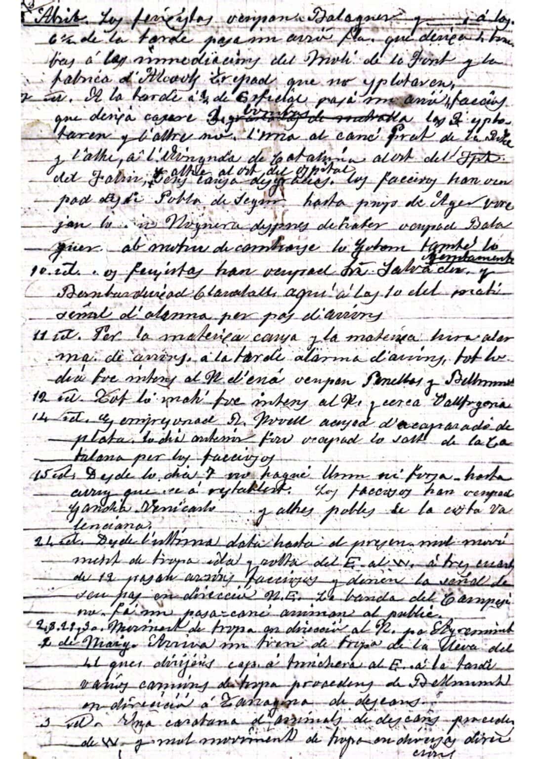 Handwritten page from Josep Flaquer’s diary.