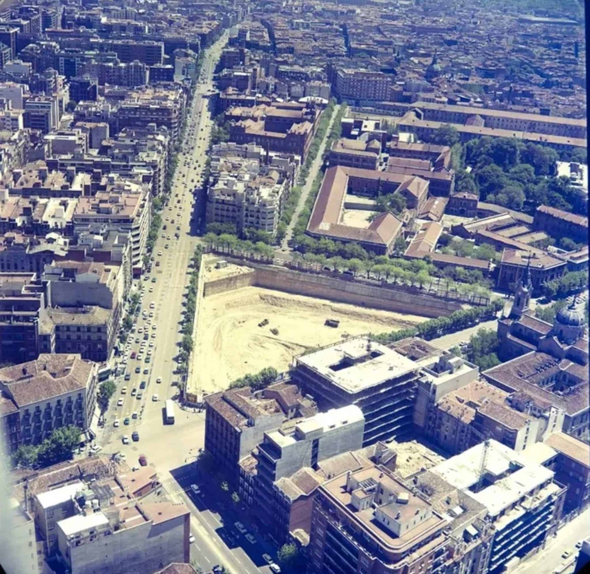 Aerial view of the cleared site of the Pozas quarter in 1973